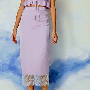 NWT - Cider Lilac Lace Midi Skirt